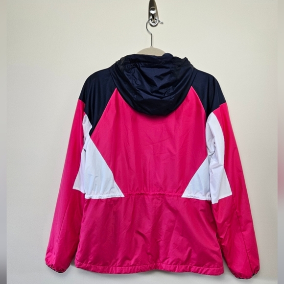 Columbia Windbreaker Lined Hooded Jacket SIDE HILL Red Colorblock Medium #11-09 - Picture 4 of 16